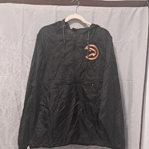 Black Hooded Jacket with Orange Logo